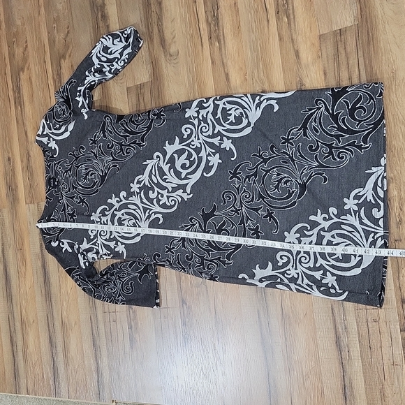 BLACK SAKS FIFTH AVE Black White Foral Long Sheath Midi Dress - Picture 6 of 10